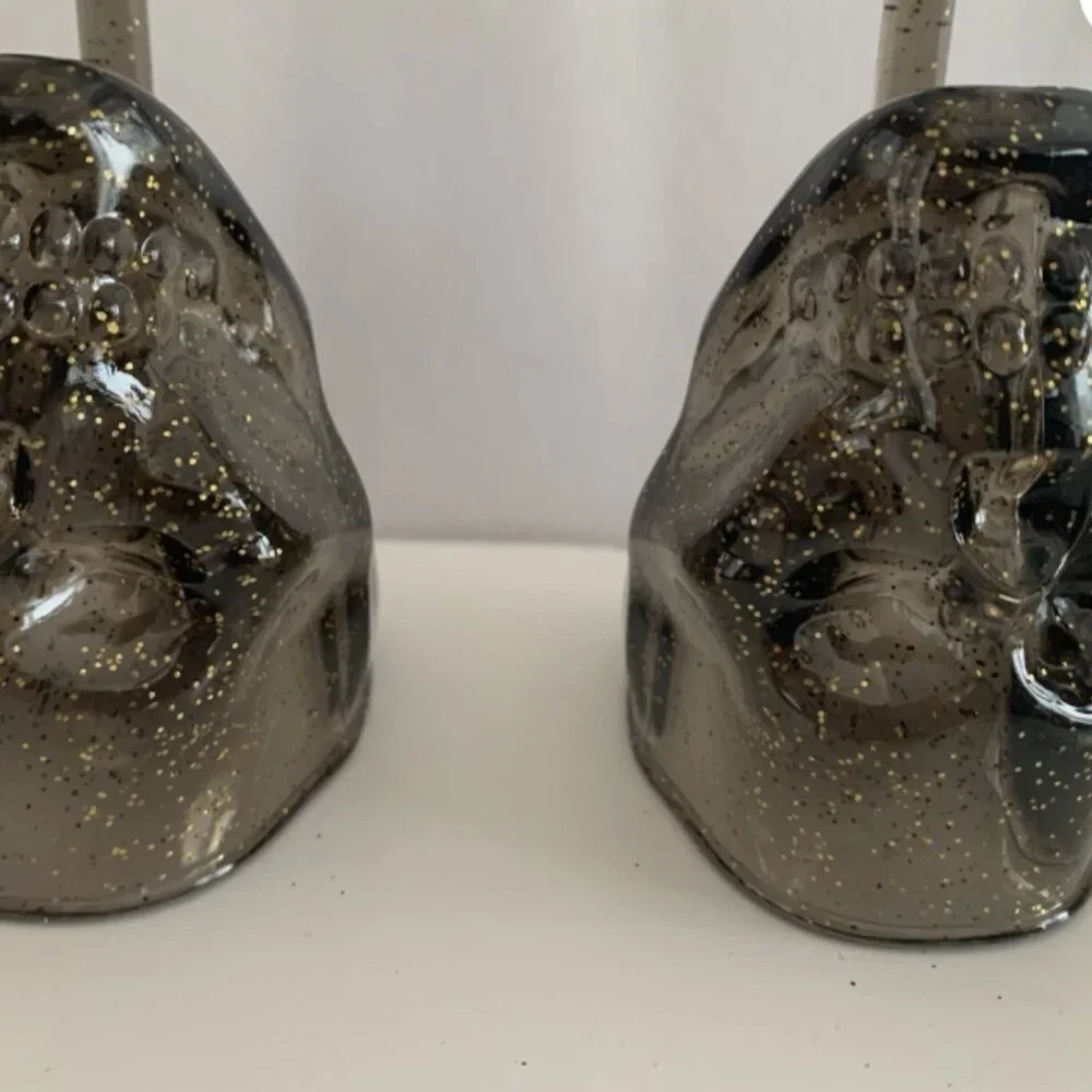 Martha Stewart Smokey Black w/Gold flecks Acrylic Skull Shot Glasses Set of 4